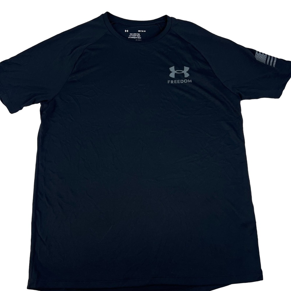 Under Armour Black 100% Polyester Tech Tee Freedom Flag M